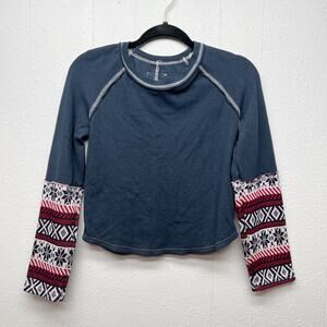 Tribal Aztec Womens Cropped Sweater Small Stretch Cotton Boho Festival Western